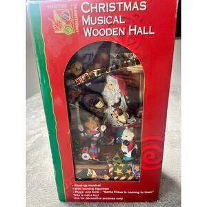 Vintage Yuletide Traditions Christmas Musical Wooden Hall‎ With Box